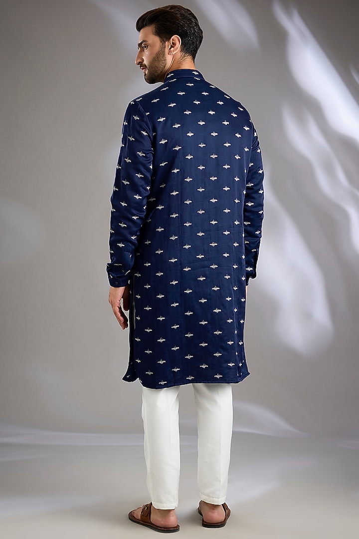 Cobalt Suiting Kurta by Kunal Rawal at Pernia's Pop Up Shop