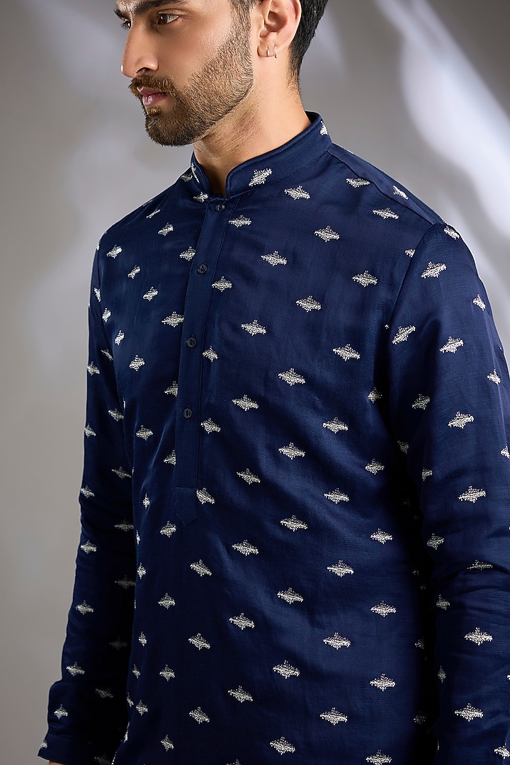 Cobalt Suiting Kurta by Kunal Rawal at Pernia's Pop Up Shop