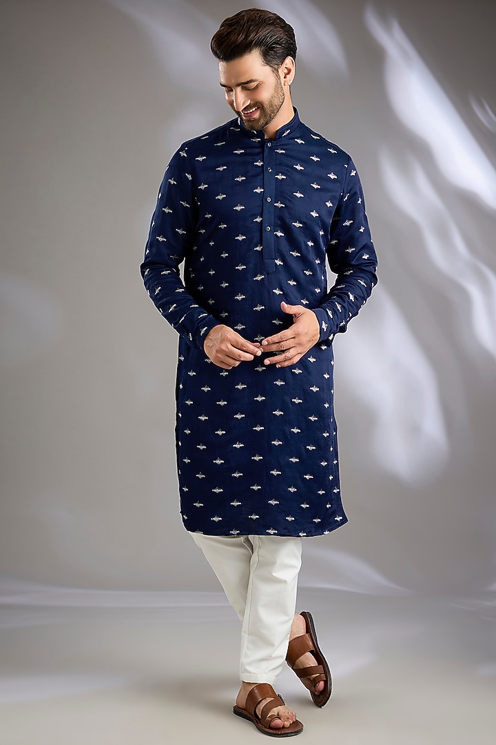 Cobalt Suiting Kurta by Kunal Rawal at Pernia's Pop Up Shop