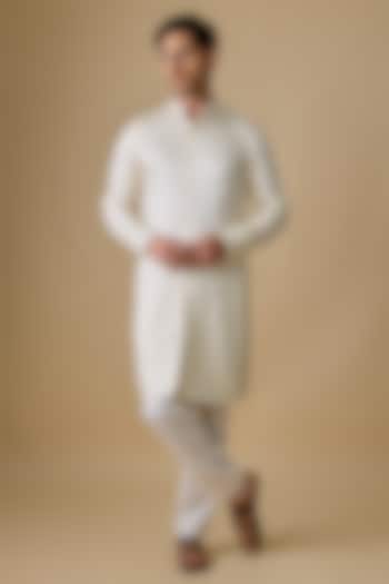 Vanilla-Colored Blended Silk Kurta by Kunal Rawal