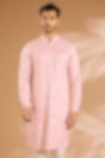 Blush Pink Viscose Kashmiri Threadwork Kurta by Kunal Rawal at Pernia's Pop Up Shop