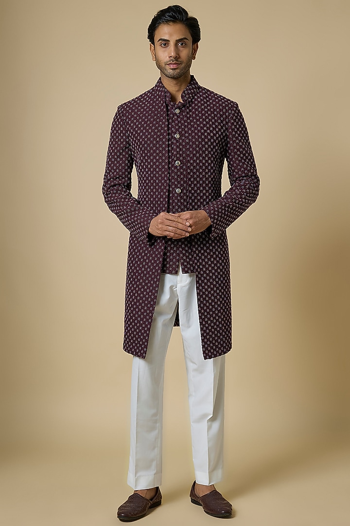 Wine Suiting Groom Indowestern by Kunal Rawal at Pernia's Pop Up Shop