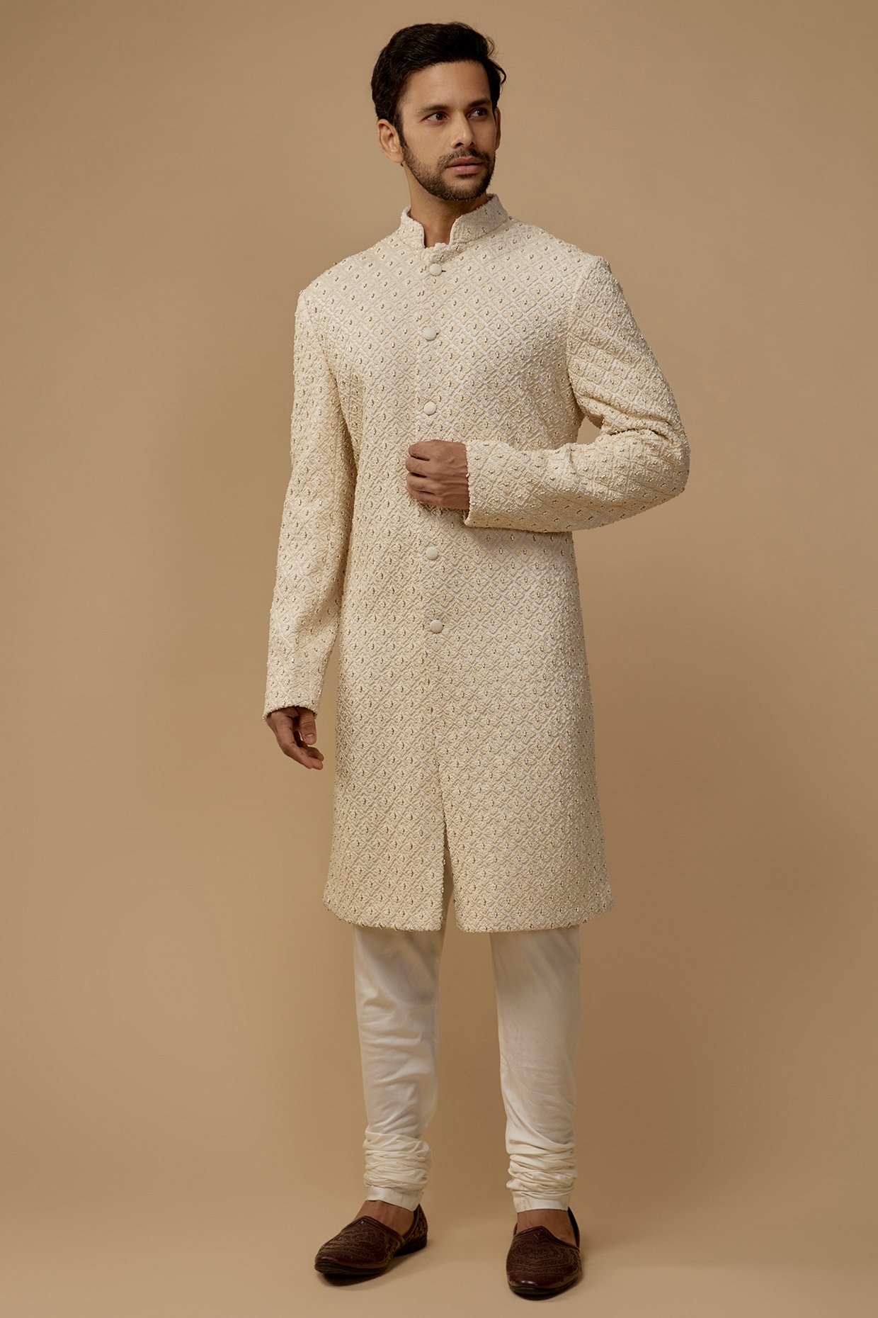 Cream sherwani for groom best sale