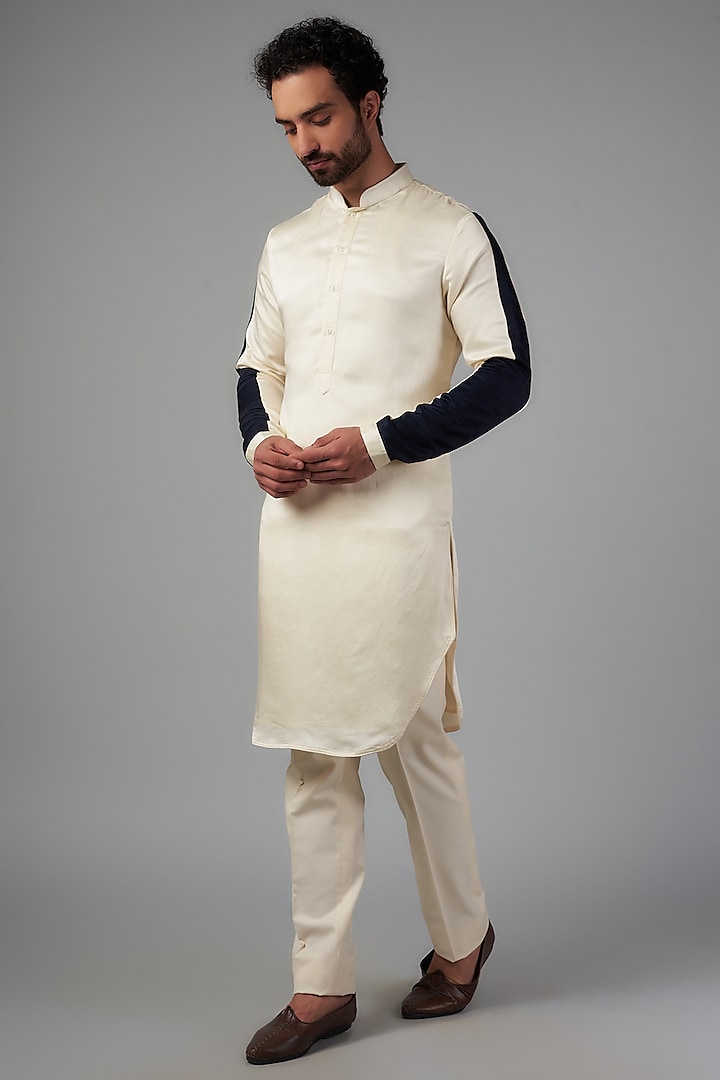 Vanilla Linen Satin Kurta by Kunal Rawal