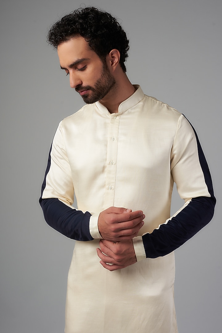 Vanilla Linen Satin Kurta by Kunal Rawal at Pernia's Pop Up Shop
