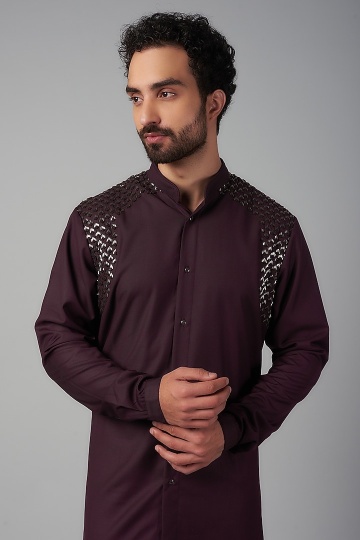 Wine Suiting Kurta by Kunal Rawal at Pernia's Pop Up Shop