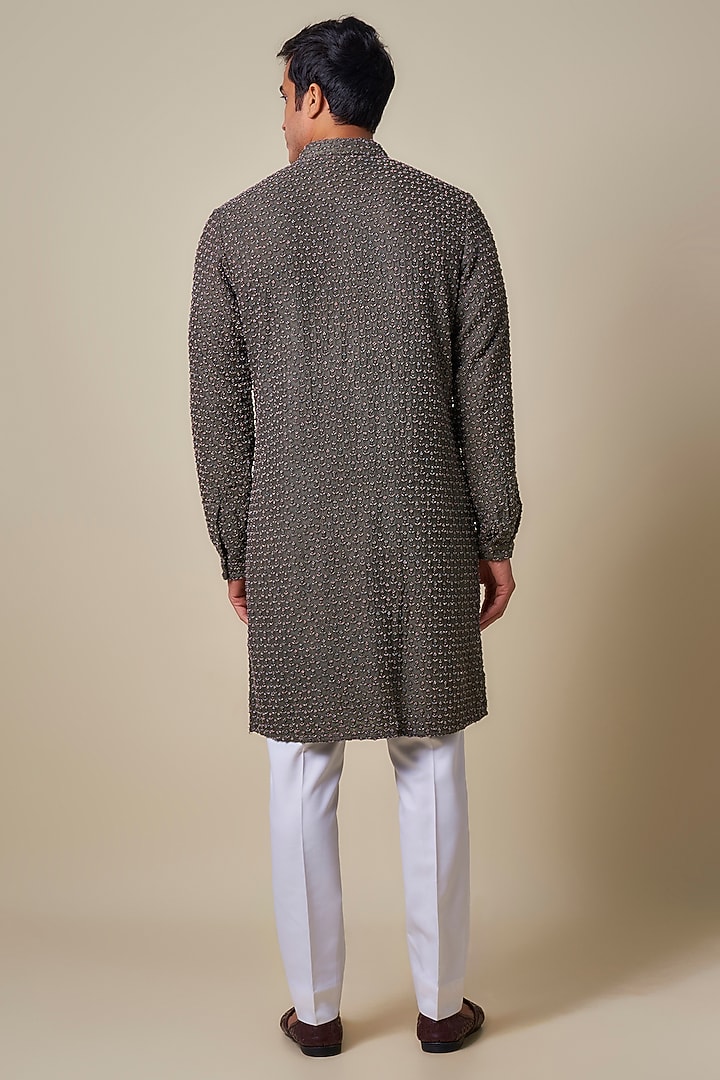 Grey Silk Kurta by Kunal Rawal at Pernia's Pop Up Shop