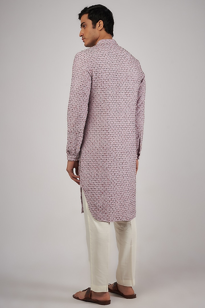Lilac Silk Beads Embroidered Kurta by Kunal Rawal at Pernia's Pop Up Shop