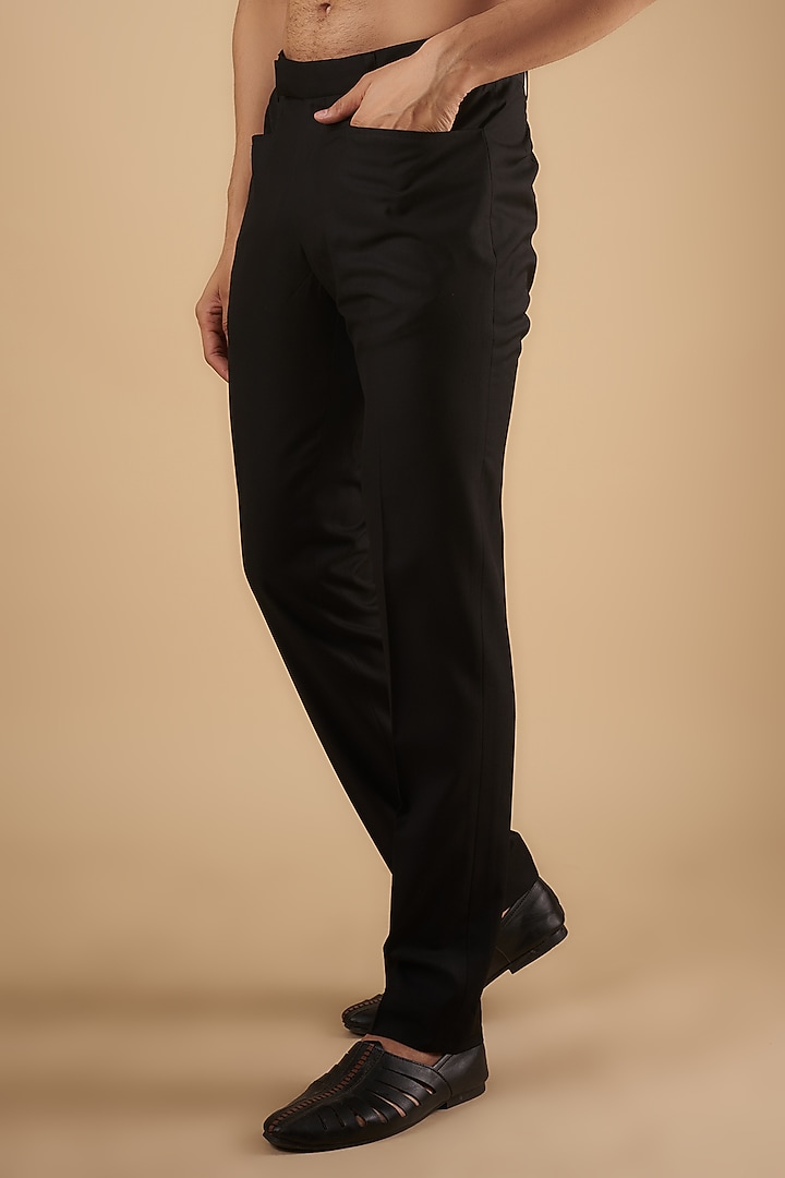 Black Suiting Hand Embroidered Nehru Jacket Set by Kunal Rawal at Pernia's Pop Up Shop