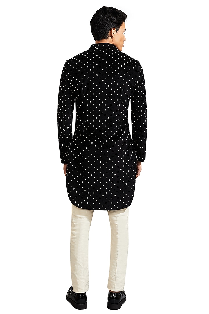 Black Velvet Binary Knotted Jacket by Kunal Rawal at Pernia's Pop Up Shop