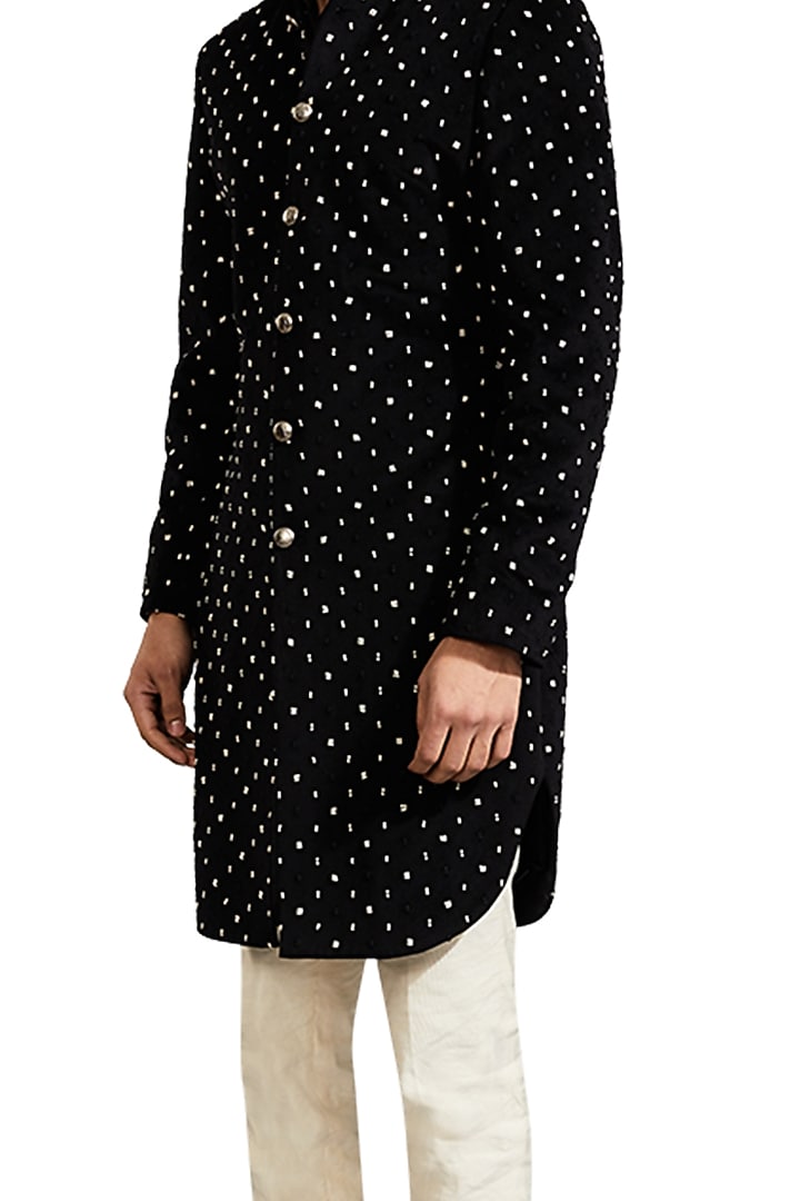 Black Velvet Binary Knotted Jacket by Kunal Rawal at Pernia's Pop Up Shop