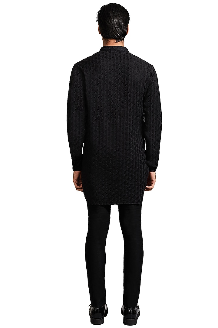 Black Mul Kurta by Kunal Rawal at Pernia's Pop Up Shop