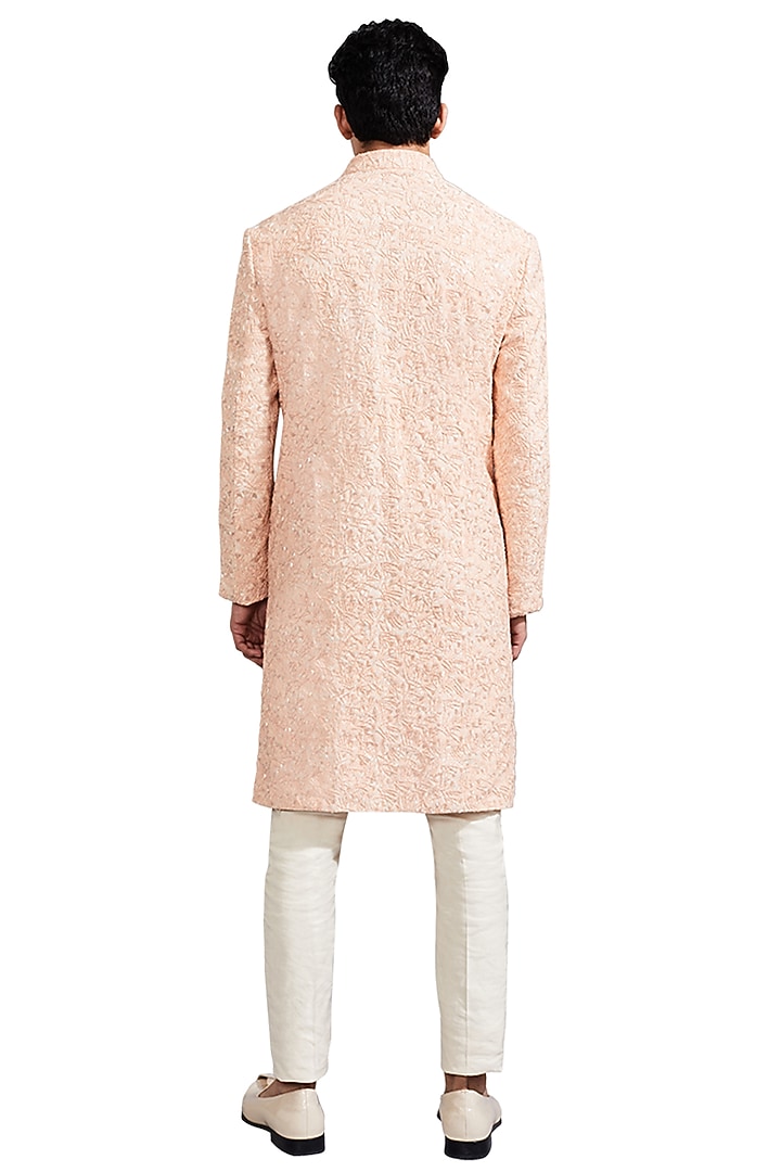 Peach Suiting Groom Sherwani by Kunal Rawal at Pernia's Pop Up Shop