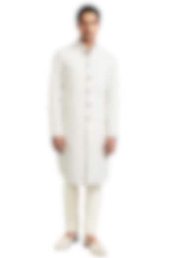 Ice Blue Deconstructed Jacket With Kurta by Kunal Rawal