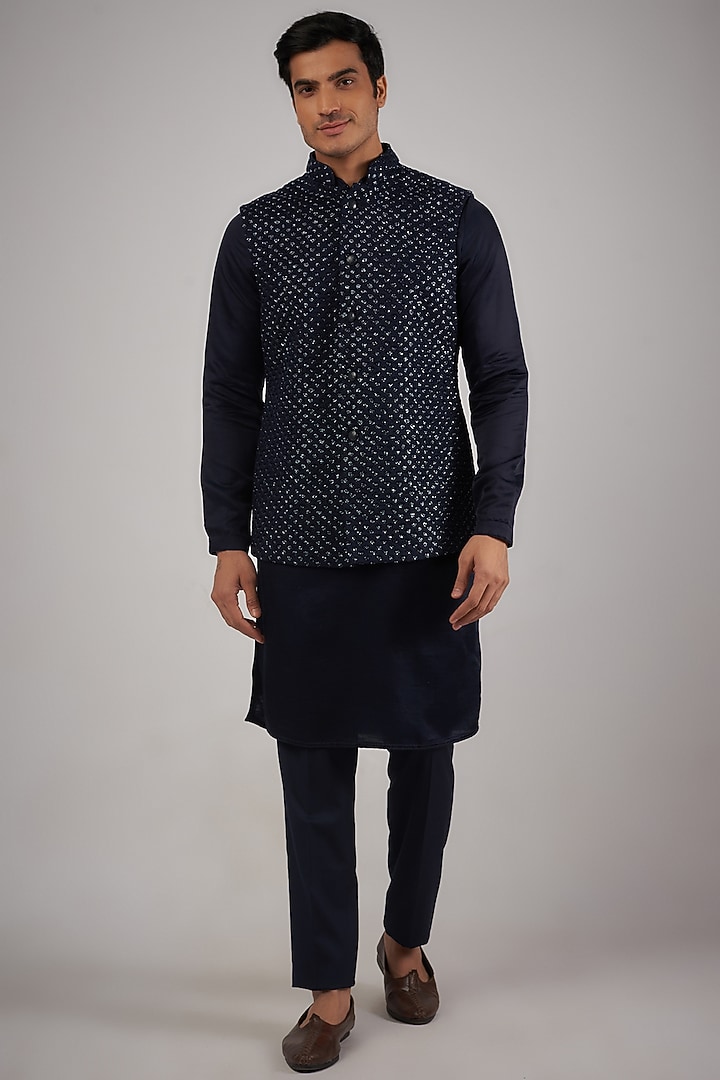 Navy Blue Suiting Pants by Kunal Rawal at Pernia's Pop Up Shop