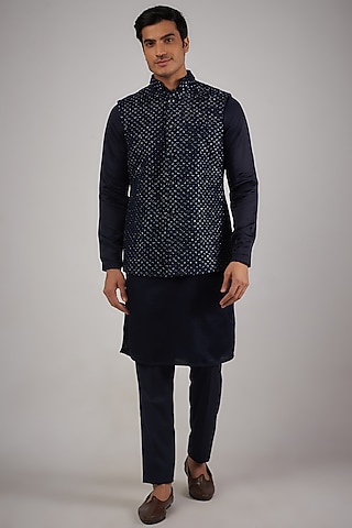 Navy Blue Suiting Pants by Kunal Rawal