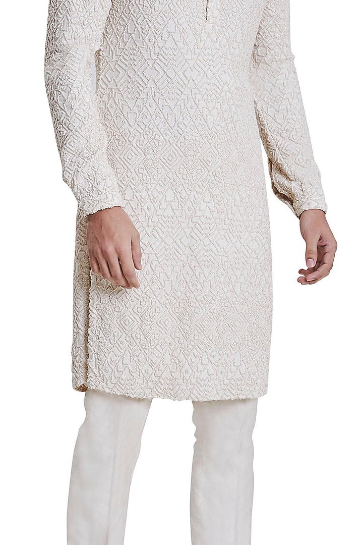 Vanilla White Viscose Kurta by Kunal Rawal at Pernia's Pop Up Shop