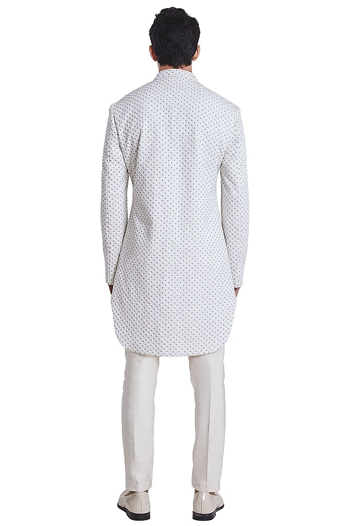 White Suiting Threadwork Jacket by Kunal Rawal at Pernia's Pop Up Shop