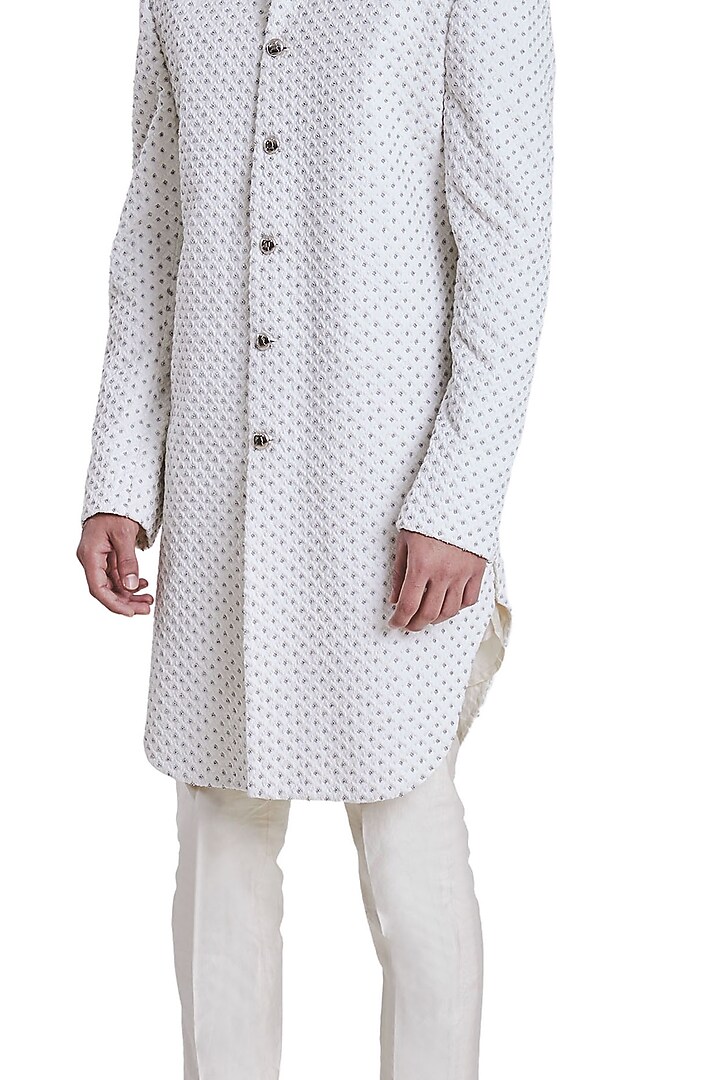 White Suiting Threadwork Jacket by Kunal Rawal at Pernia's Pop Up Shop