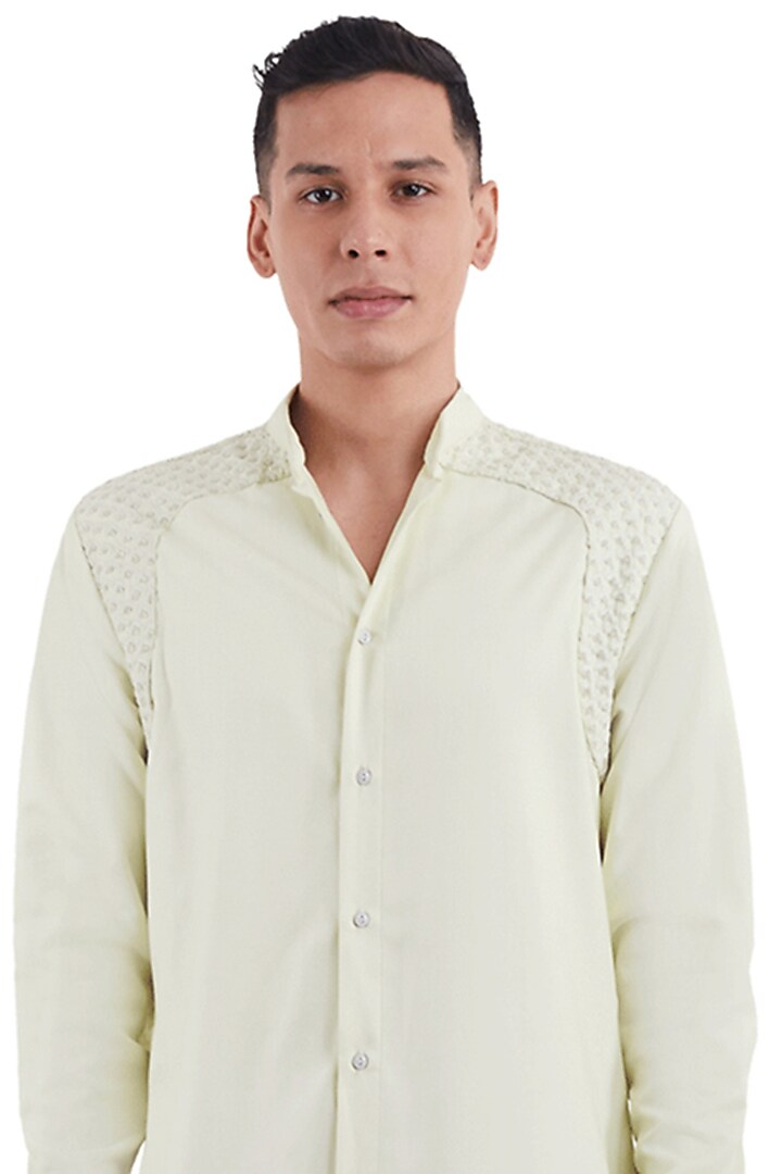 Yellow Georgette Thread Embroidered Kurta by Kunal Rawal at Pernia's Pop Up Shop