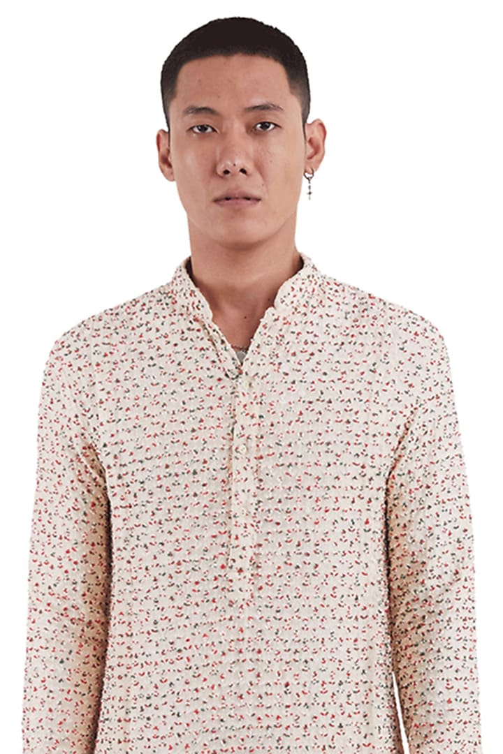 Vanilla Silk Thread Work Kurta by Kunal Rawal at Pernia's Pop Up Shop