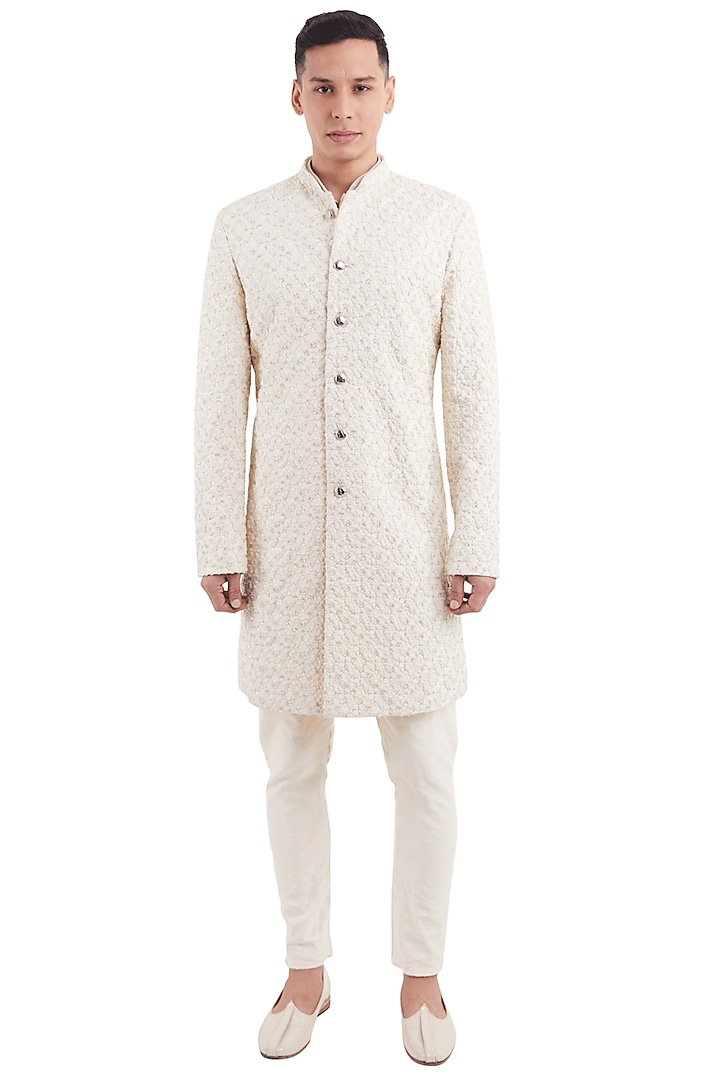 Vanilla Suiting Jacket With Ashoka Buttons by Kunal Rawal