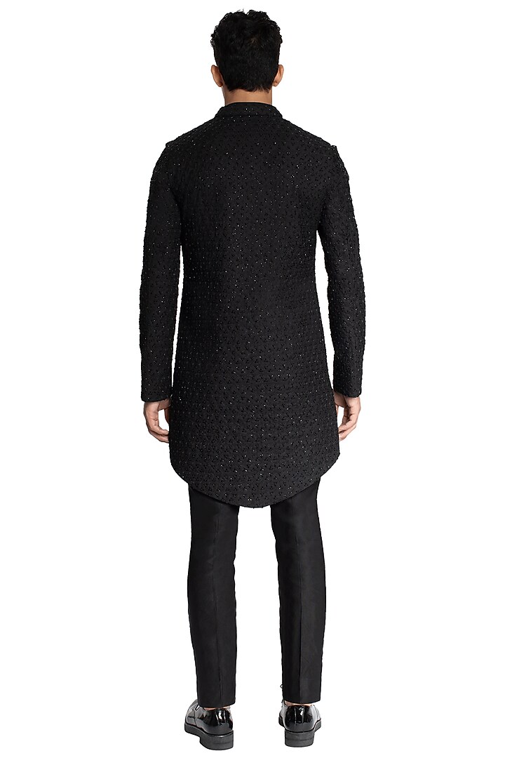 Black Suiting Sleeveless Jacket by Kunal Rawal at Pernia's Pop Up Shop
