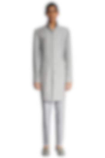 Grey Threadwork Silk Kurta by Kunal Rawal at Pernia's Pop Up Shop