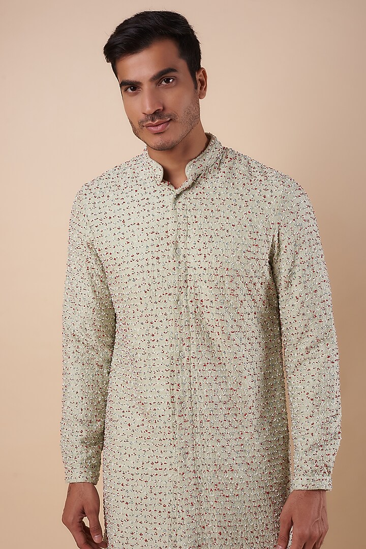 Multi-Colored Viscose Bead Embroidered Kurta by Kunal Rawal at Pernia's Pop Up Shop