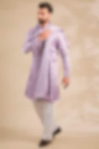 Lilac Linen Satin Kurta With Dupatta by Kunal Rawal at Pernia's Pop Up Shop