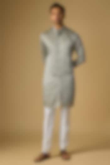 Steel Grey Cotton Silk Kurta by Kunal Rawal at Pernia's Pop Up Shop
