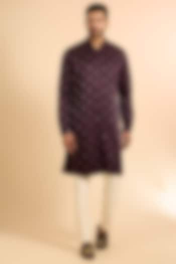 Dark Wine Cotton Silk Kurta by Kunal Rawal at Pernia's Pop Up Shop
