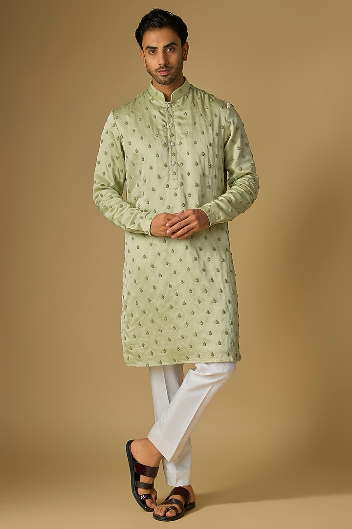 Mint Green Viscose Kurta by Kunal Rawal at Pernia's Pop Up Shop