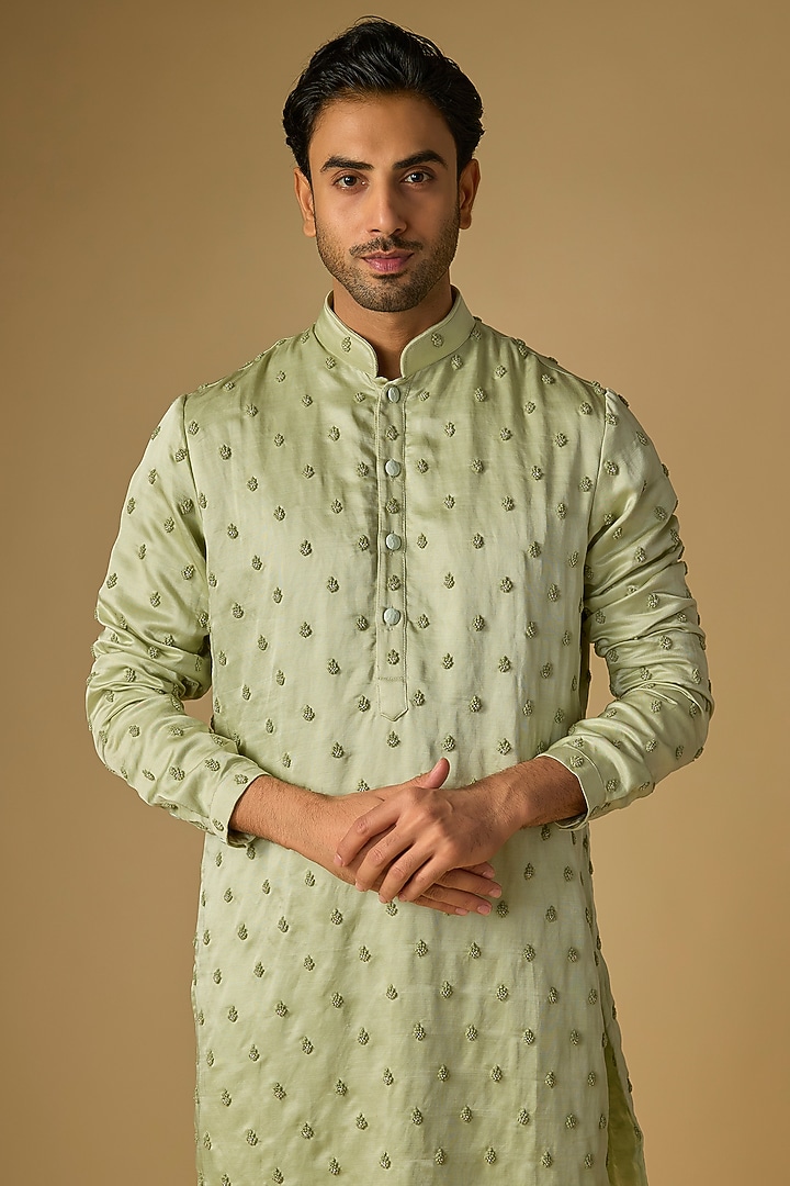 Mint Green Viscose Kurta by Kunal Rawal at Pernia's Pop Up Shop
