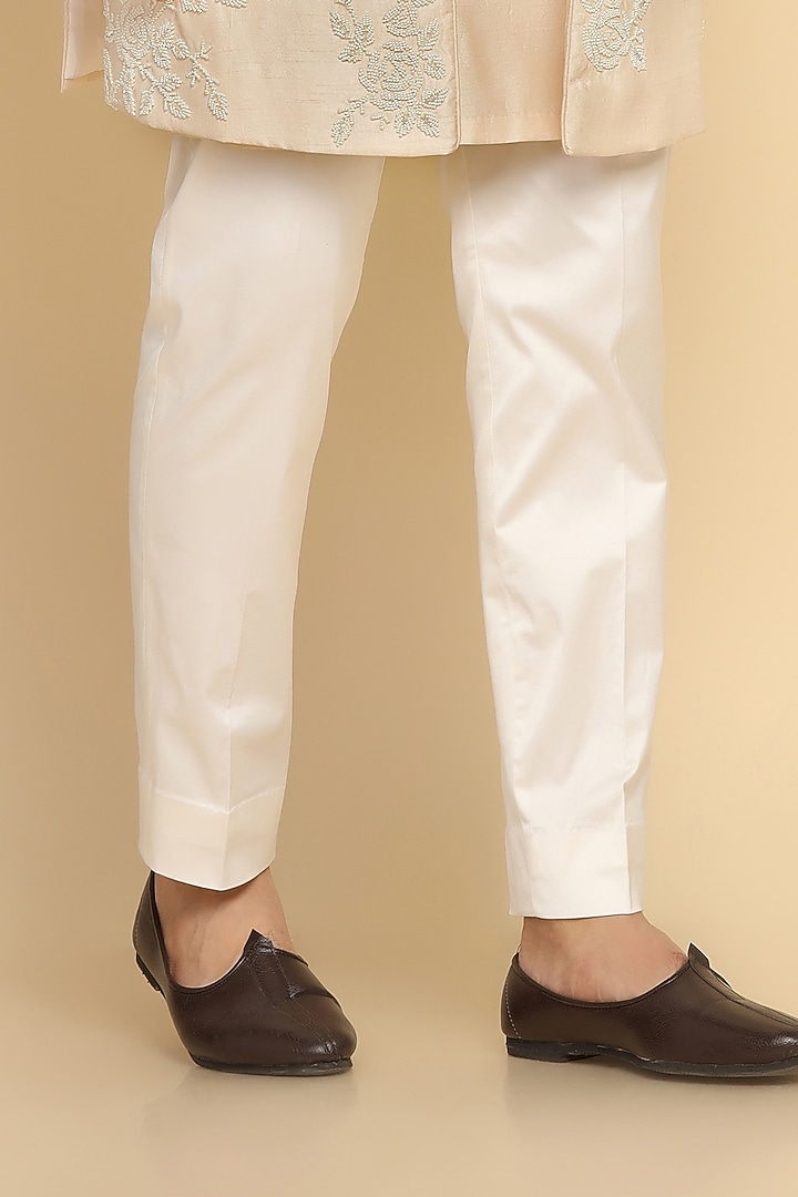 Powder Peach Viscose Silk Bead Embroidered Indo-Western Set by Kushal's Men at Pernia's Pop Up Shop