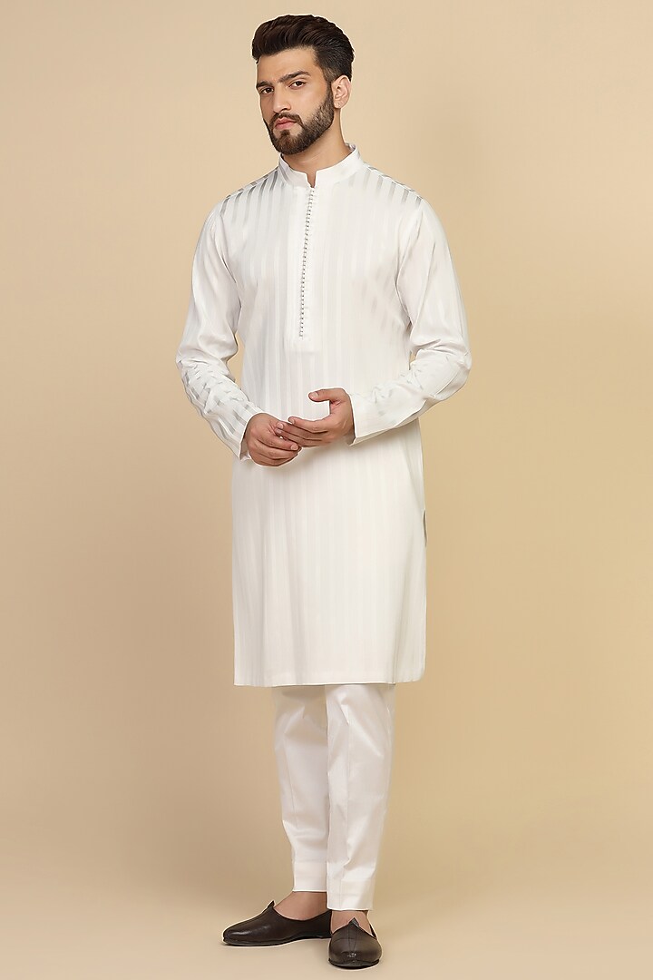 Dusty Pink Poly Knit Bead Embroidered Bundi Set by Kushal's Men at Pernia's Pop Up Shop