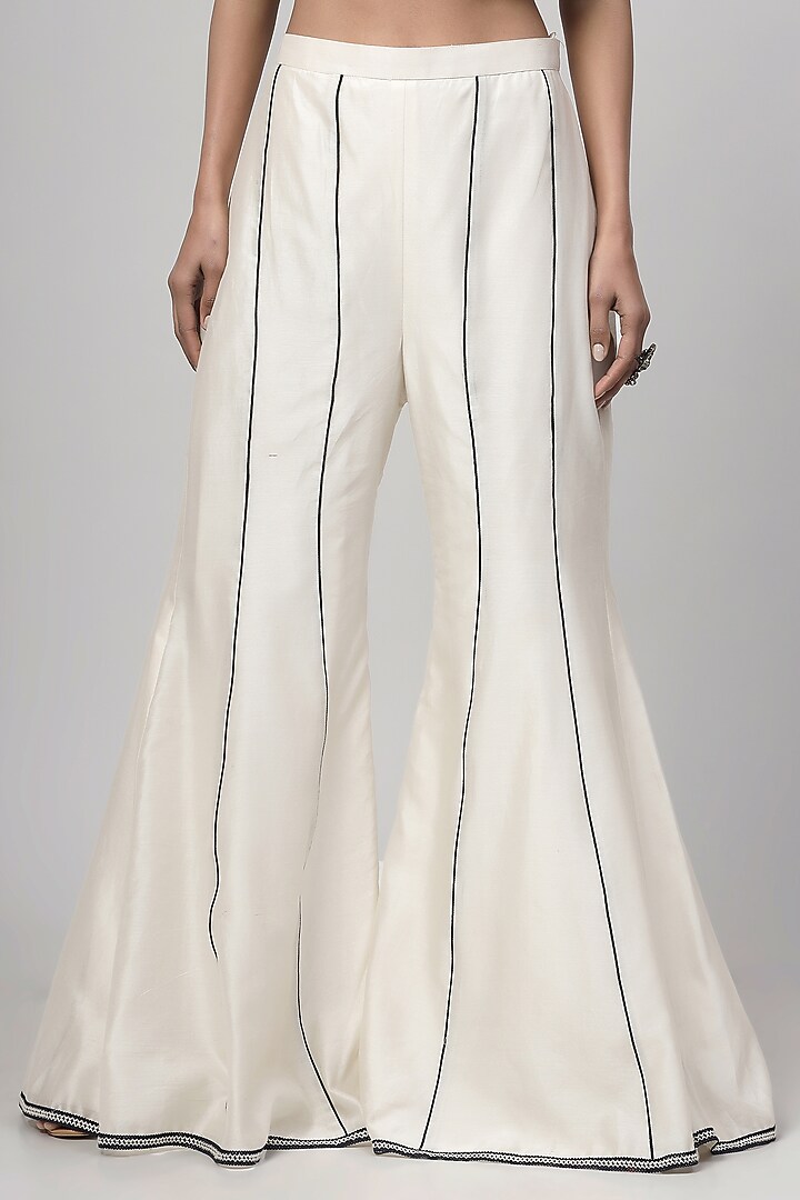 Porcelain White Chanderi Silk Applique Embroidered Co-Ord Set by Kushani at Pernia's Pop Up Shop