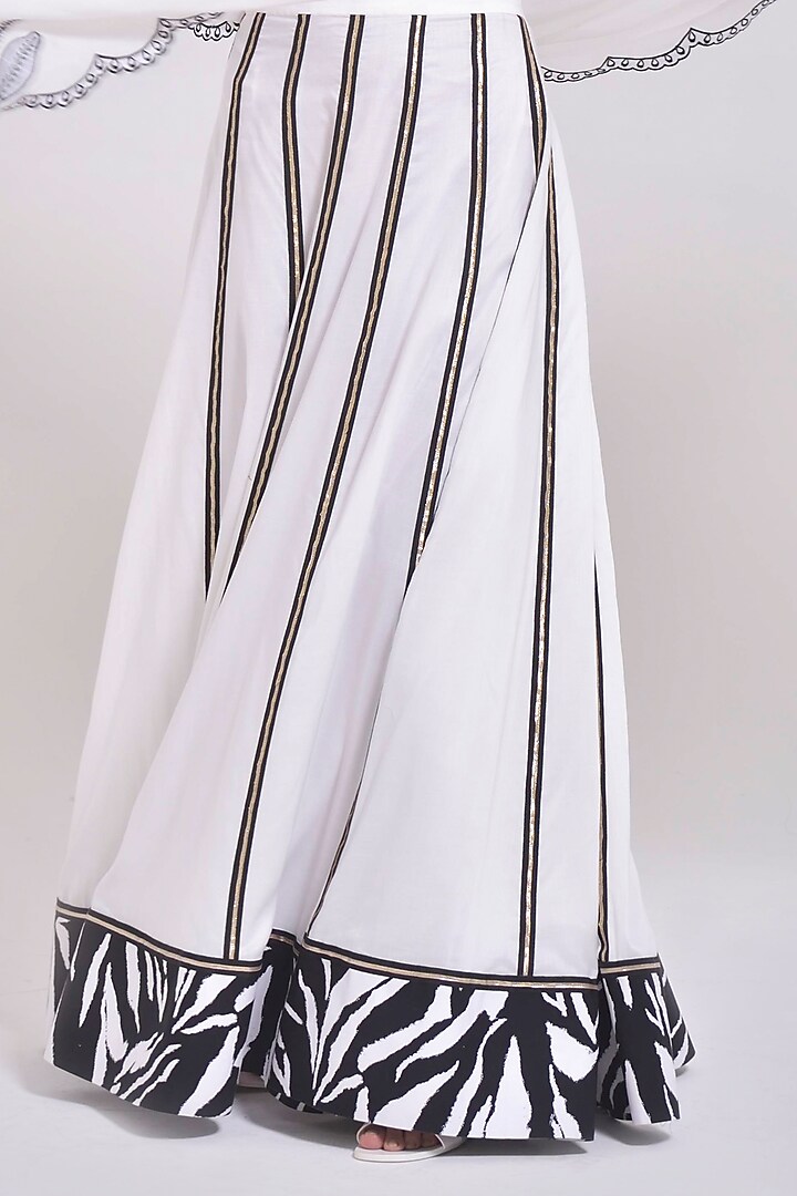 Porcelain White Cotton Silk Applique Embroidered Lehenga Set by Kushani at Pernia's Pop Up Shop