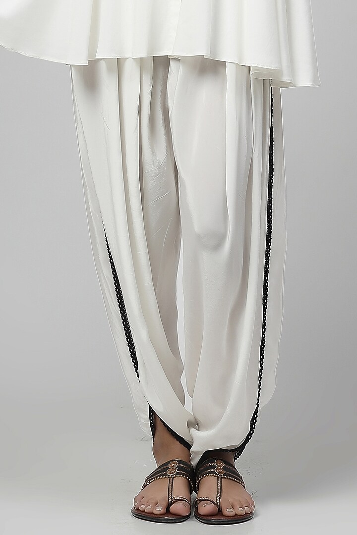 Porcelain White Chanderi Silk Applique Embroidered Co-Ord Set by Kushani at Pernia's Pop Up Shop