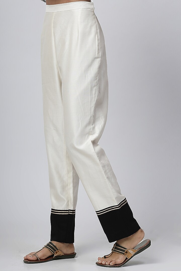 Porcelain White Chanderi Silk Applique Embroidered Co-Ord Set by Kushani at Pernia's Pop Up Shop