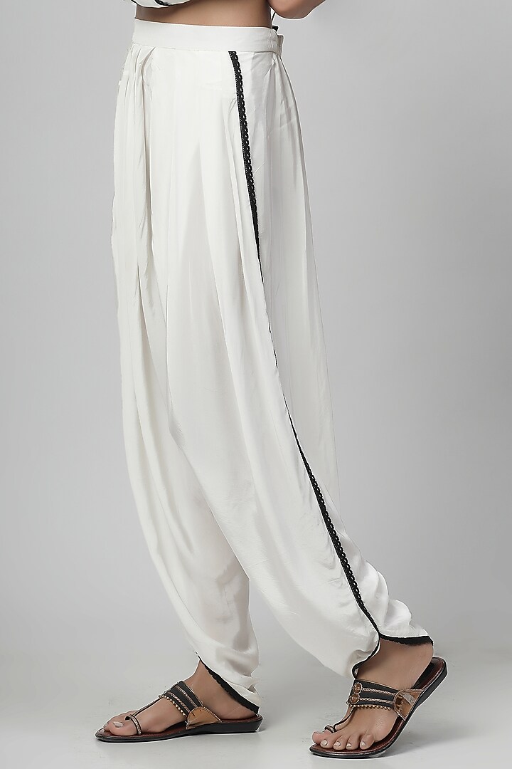 Porcelain White Chanderi Silk Applique Embroidered Co-Ord Set by Kushani at Pernia's Pop Up Shop