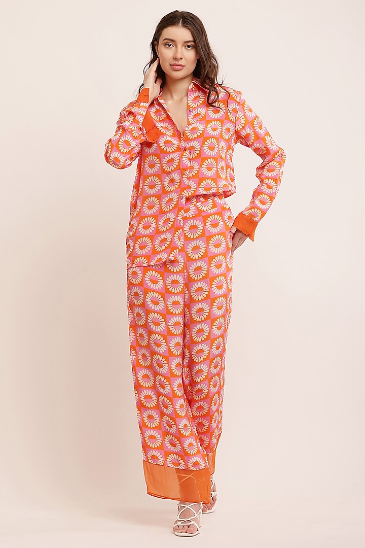 Orange Crepe Digital Printed Co-Ord Set by KUSMI at Pernia's Pop Up Shop