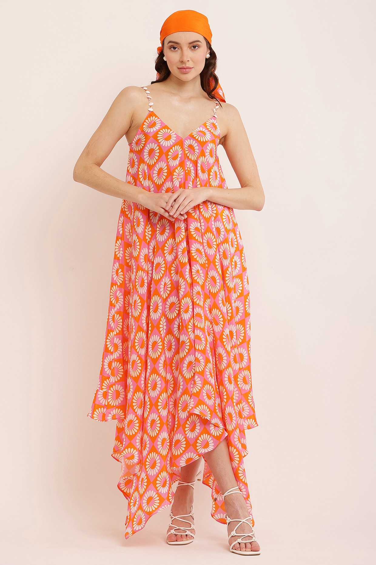 Orange handkerchief dress best sale