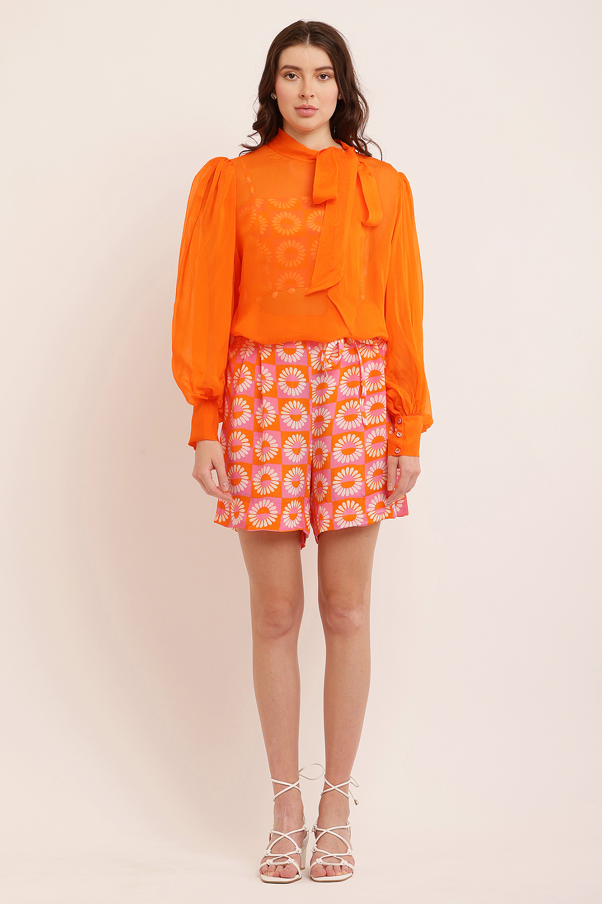 Orange Crepe Digital Printed Co-Ord Set by KUSMI at Pernia's Pop Up Shop