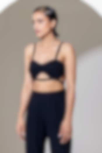 Black Handwoven Cotton Sequins Embroidered Bralette by KUSMI at Pernia's Pop Up Shop