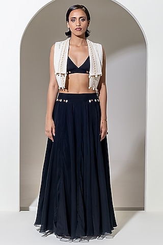 Black Organza Skirt Set by KUSMI