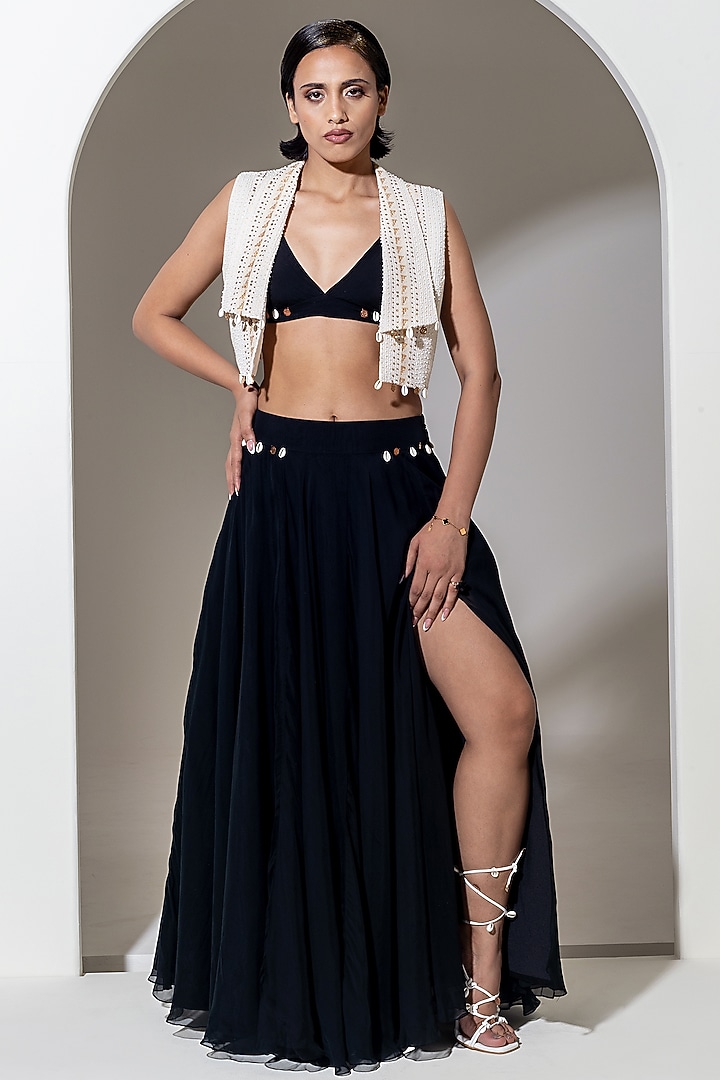 Black Organza Skirt Set by KUSMI at Pernia's Pop Up Shop