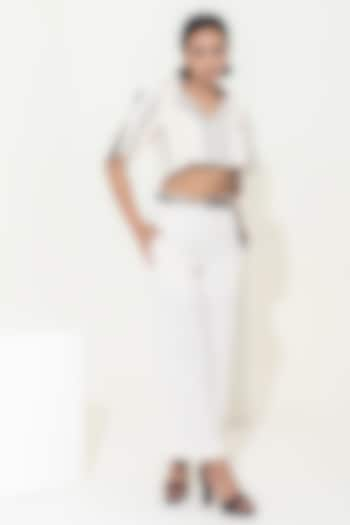 Ivory Handwoven Cotton Wide-Legged Pant Set by KUSMI at Pernia's Pop Up Shop