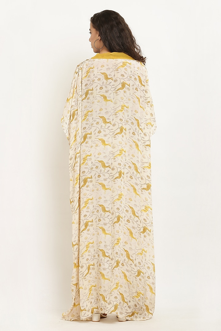 Beige Crepe Digital Printed Cape Set by KUSMI at Pernia's Pop Up Shop