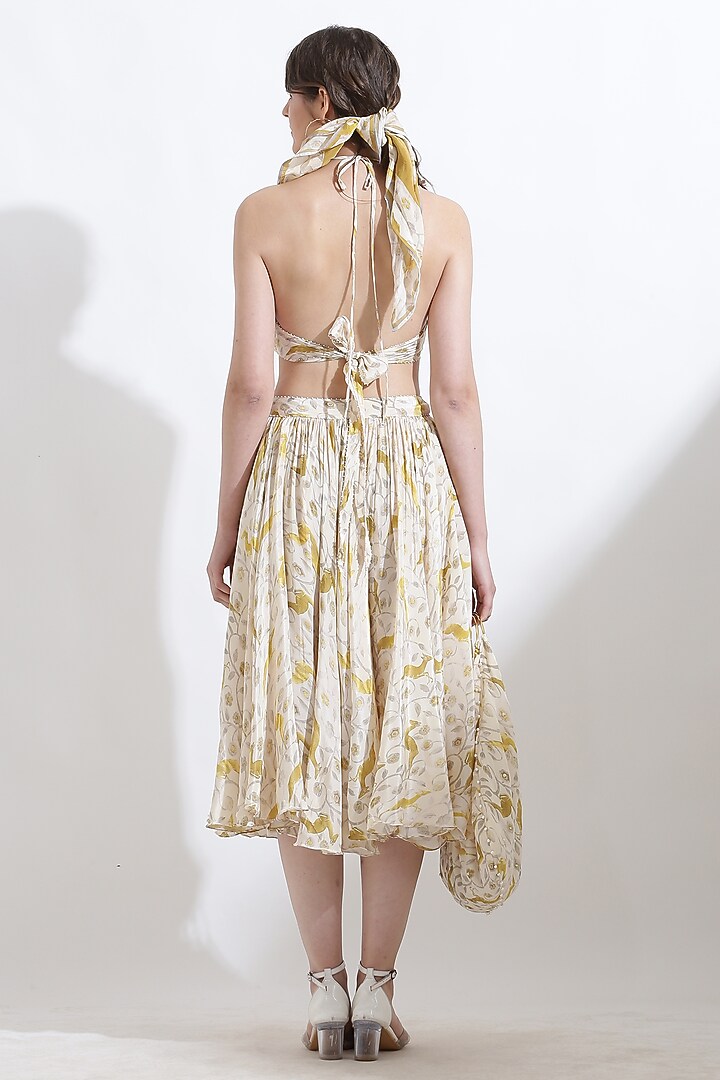 Beige Crepe Digital Printed Skirt Set by KUSMI at Pernia's Pop Up Shop